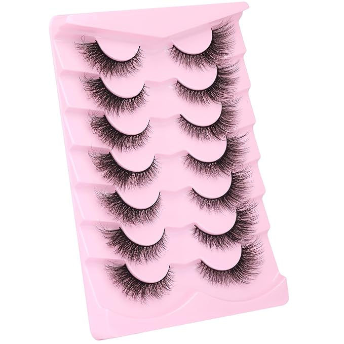 False Lashes Natural Look Faux Mink Eyelashes Wispy Fox Eye Lashes That Look Like Extensions 3D Mink Lashes Natural Strip Lashes Pack 7 Pairs-VivaGrace Women