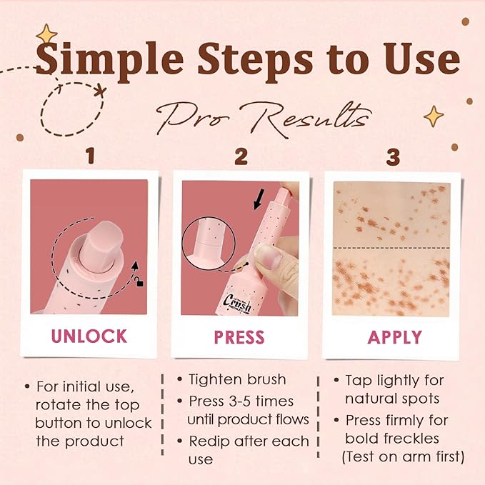Faux Freckle Stamp, Freckle Pen Waterproof – Faux Freckles Maker for Natural Sun-Kissed Look, Quick-Dry & Long-Lasting, Easy One-Press Application, Cute & Trendy Gift for Women & Girls - 03 Deep-VivaGrace Women