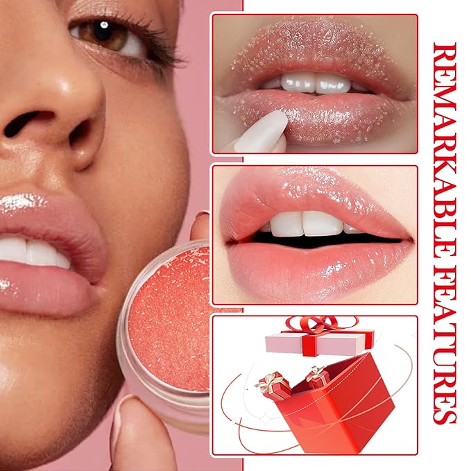 2PCS Strawberry & Orange Conditioning Lip Scrub Kit,Moisturizing Lip Sleeping Mask Long Lasting Hydrating Lip Scrubber Exfoliator Lip Care Products for Men & Women-VivaGrace Women