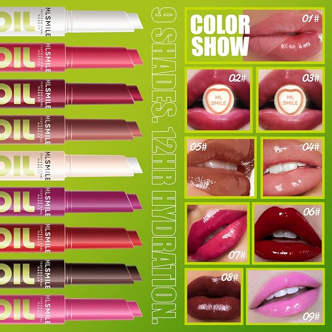 3 Colors Fat Lip Oil Click Slick, Moisturizing and Long-lasting Lip Balm, Non-stick and High Pigment Lip Glow Oil, Lightweight Lip Plumper with Coconut Oil (Set: A)-VivaGrace Women
