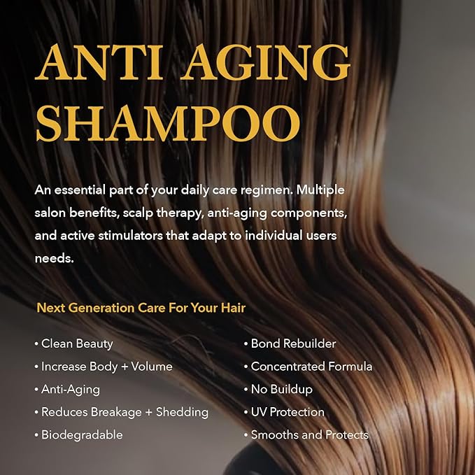 Sulfate-Free Salon-Grade Anti-Aging Moisturizing Shampoo, Hypoallergenic Scalp & Hair Growth Formula, For All Hair Types - Paraben Free, Gluten Free, Fragrance Free, 16.9 oz-VivaGrace Women