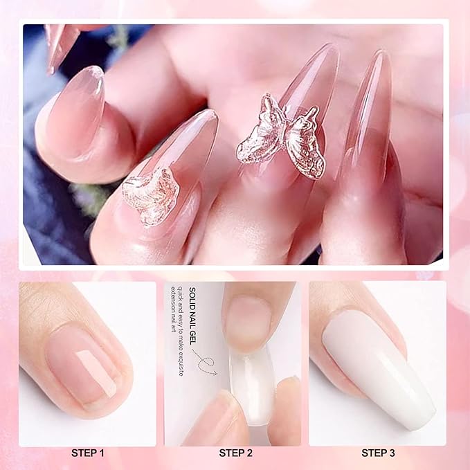 Solid Sculpture Builder Gel for Nails 2PCS, Non-Sticky Hand Solid Builder Gel, Upgrade Solid Extension Gel, 3d Sculpting Gel for Nail Art Design,Clear