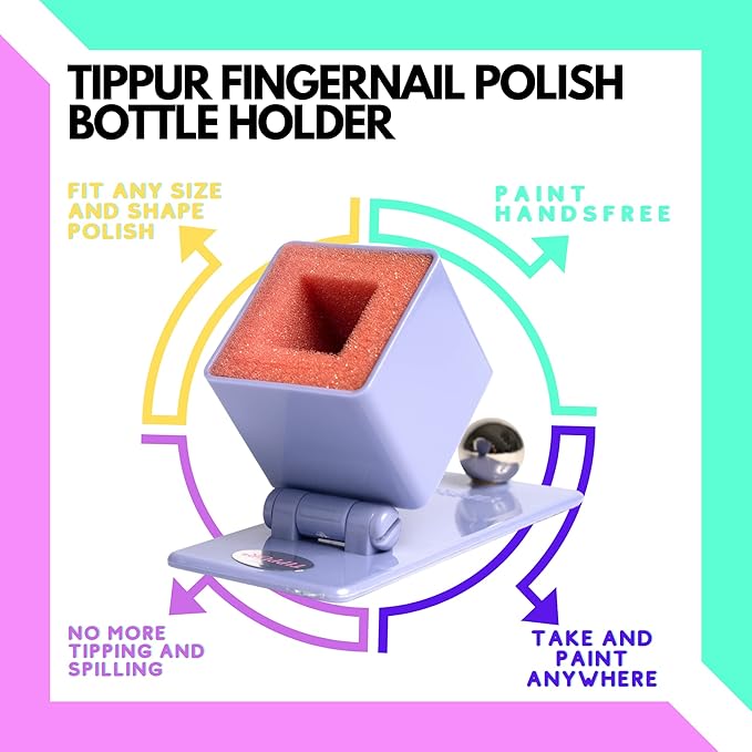 Nail Polish Holder - Anti-Spill Nail Polish Organizer Case-Nail Care Products with Rubber Pad Grippy Bottom & Wide Stable Base-Nail Polish Holder and Organizer for Mani/Pedi, Nail Art Tools (Purple)