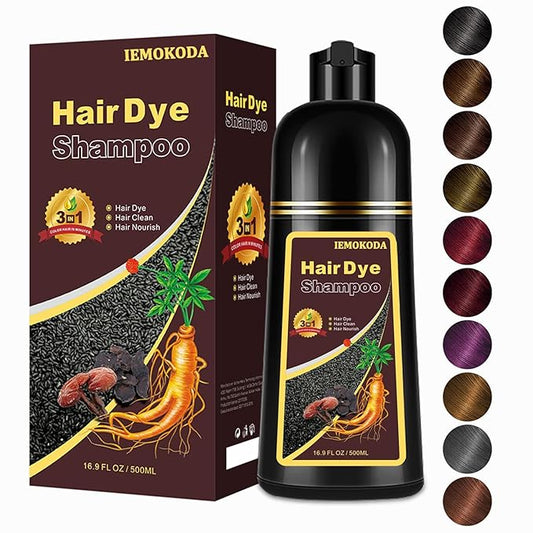 Dark Coffee Hair Dye Shampoo 3 in 1 for Gray Hair, Long-lasting & Natual Hair Color Shampoo, Herbal Ingredients Natural Shampoo Hair Dye Effect in Minutes, Gifts for Men Women 500ml-VivaGrace Women
