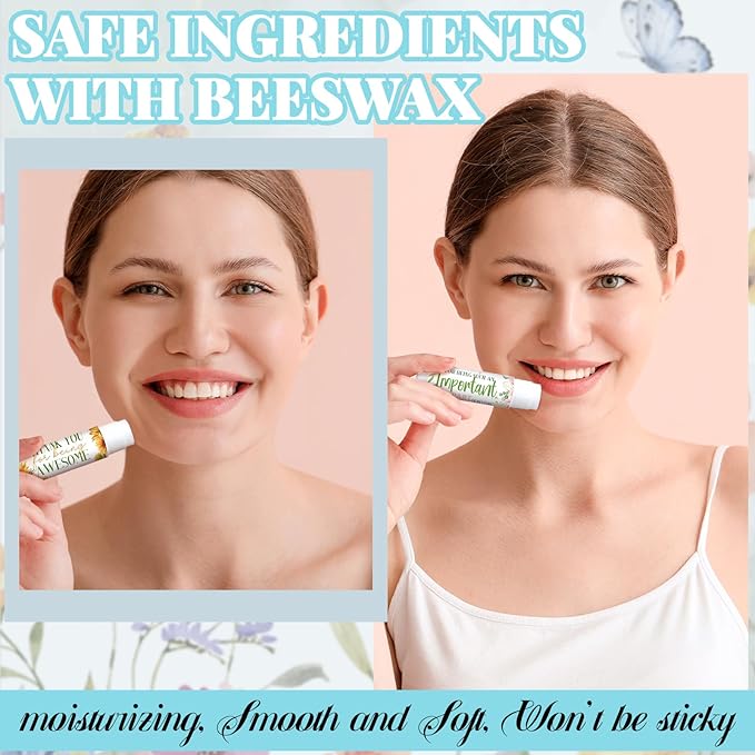 50 Pcs Inspirational Gifts Lip Balms in Bulk Motivational Small Thank You Gifts Wedding Bridal Baby Shower Party Favors Lip Balm for Women Teacher Nurses Coworkers Employees 10 Styles-VivaGrace Women