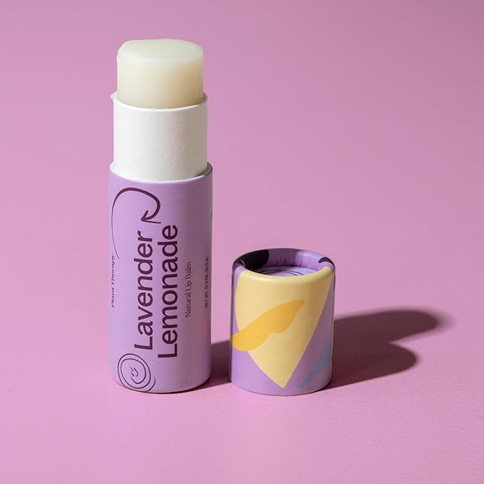 Plant Therapy Lavender Lemonade Natural Lip Balm 0.3 oz (8.5 g) Simple, Natural Ingredients & Packaged in Eco-Friendly Recyclable Cardboard-VivaGrace Women