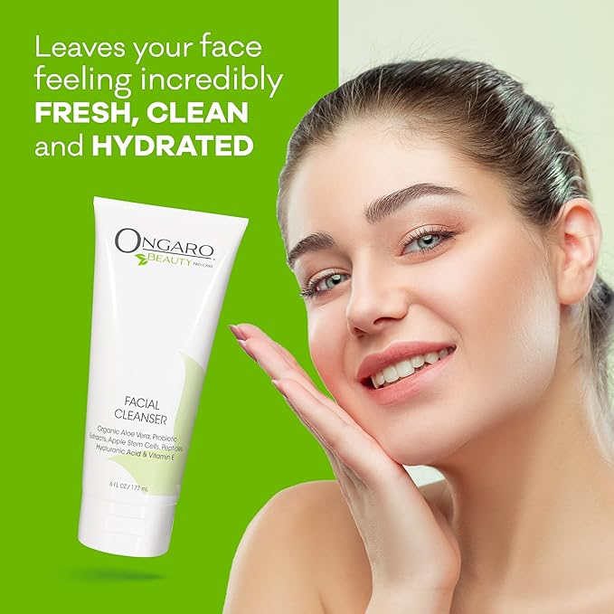 Ongaro Beauty Hydrating Face Cleanser, Gentle Facial Cleanser with Organic Aloe Vera for Normal, Oily, Sensitive and Dry Skin, Facial Wash with Hyaluronic Acid and Vitamin E, 6 fl oz-VivaGrace Women