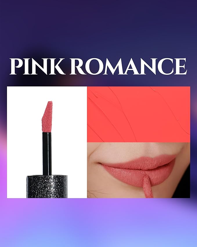 HEVVYMAKEUP Ultra Stay-On Lip Coloring Tint - Vibrant Matte Finish Lip Tint - Long Lasting Airy Weightless Lips with Perfect Fixing - Korean Lip Makeup, Pink Romance, 0.11oz.-VivaGrace Women