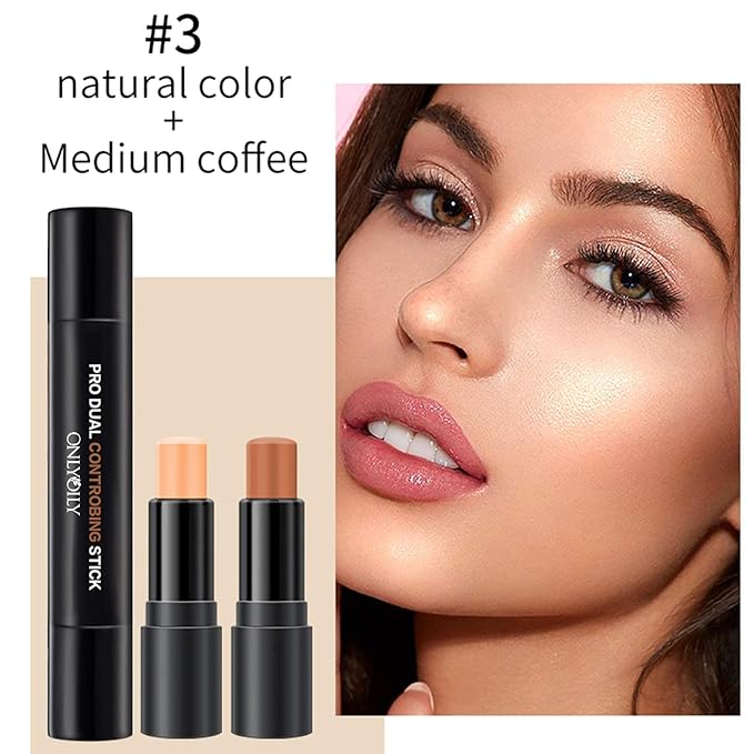 Double-End Contour Highlighter Stick Contour Stick, Face Highlighter, Contour Makeup Contouring Sticks Cream Concealer (3)-VivaGrace Women