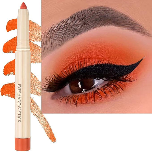 Orange Cream Eyeshadow, Smooth Matte Eyeshadow stick, Waterproof Long Lasting Eye Shadow Pencil, High Pigment Hypoallergenic Highlighter Stick Create Multi-Dimensional Eyes Look(03# Orange Matte)-VivaGrace Women
