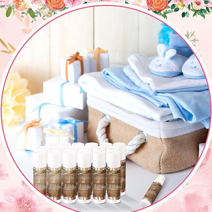 40 Pieces Lip Balm Bulk Baby Shower Jasmine Lip Balm Favors Floral Moisturizing Lip Balm for Women Children Men Girl kids Gender Reveal Favors Gift Baskets (Floral)-VivaGrace Women