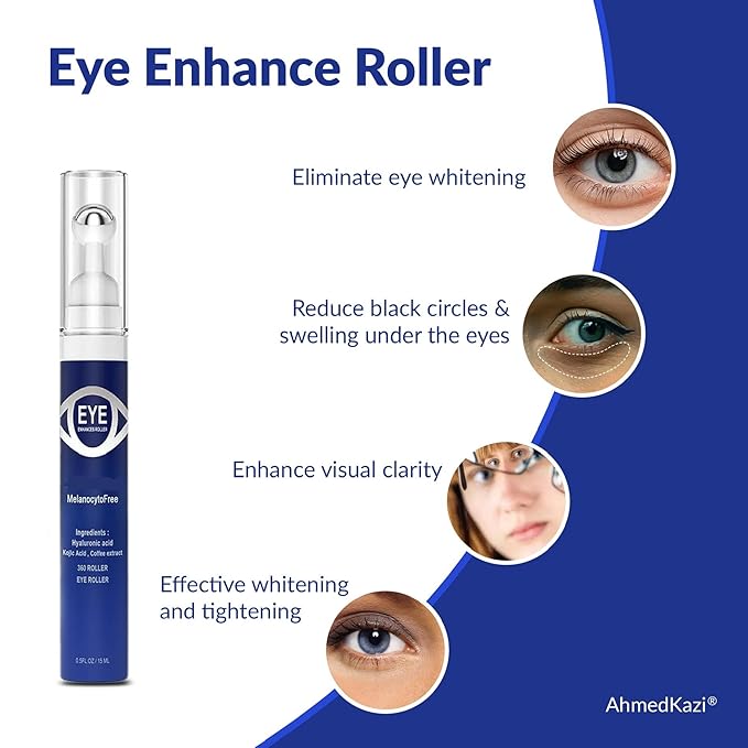 5% Caffeine Eye Serum and Under Eye Roller Cream with 360° Massage Ball for Dark Circles and Puffiness | Under Eye Bags Reduce Wrinkles & Fine Lines | Suitable for All Skin Types | Aloe Scented-VivaGrace Women