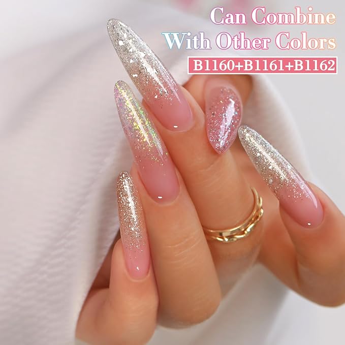 Double Rhythm 0.5Oz Glitter Gel Polish Shimmer Reflective Color for Nail Art Salon DIY Soak Off 15ml Nail Lamp Gel Polish at Home (Golden-B1160)