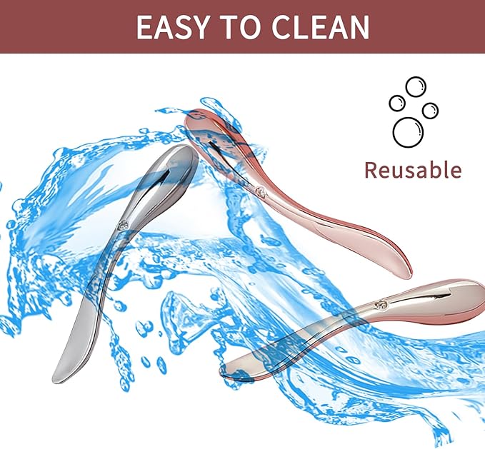 NIIIYTYB3 Pcs Eye Cream Applicator Tool Metal Eye Massager Wand 2 in 1 Zinc Alloy Roller for Under Eye Face Applicator Moisturizer Wand Stick with Spatula Mini Skincare Cosmetic Spatulas-VivaGrace Women