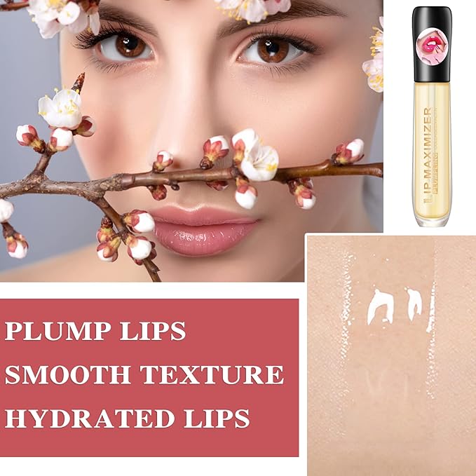 Lip Plumper Lip Gloss,Lip Maximizer Balm Plumper Lip Plumping Serum,Heathly Lip Moisturizer Enhancer Hydrated Lips,Reduces Improves Dry Lip Lines Lip Plumping Gloss Lip Extreme Volume-VivaGrace Women