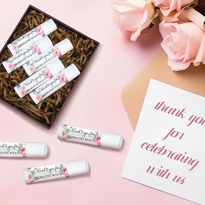 Dunzy 100 Pack Hello Fall Thanksgiving Party Gifts Bulk Lip Balms Favors Employee Appreciation Gifts Thank You Gifts Team Inspirational Gifts for Women Men Coworkers Satff Teachers(Pink Rose)-VivaGrace Women