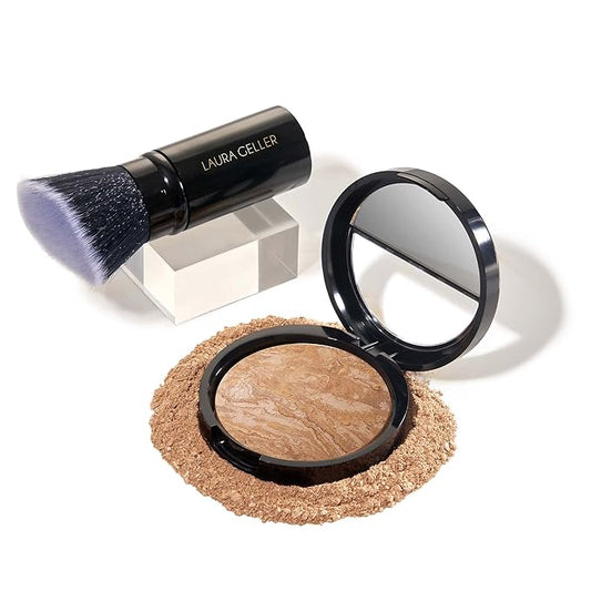 LAURA GELLER NEW YORK Baked Balance-n-Brighten Foundation with Kabuki Brush Makeup Set, Medium-VivaGrace Women