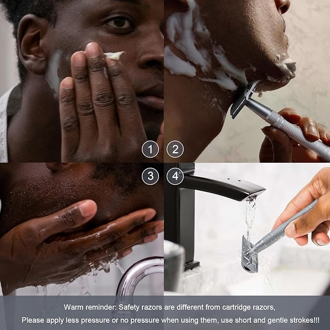 Double Edge Safety Razor, Single Blade Razors for Men and Women, with 10 Double Edge Blades, Reusable Metal 1 Blade Razor, Eco-Friendly, Zero Waste, Smooth and Close Shave, Matte Silver-VivaGrace Women