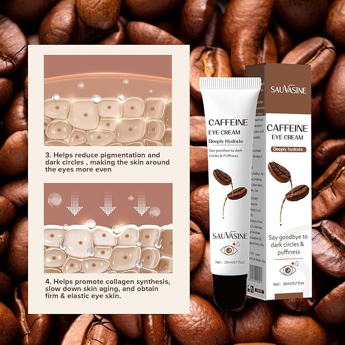 Caffeine Eye Cream for Dark Circles, Under Eye Treatment Eye Cream with Caffeine Anti Aging Wrinkles Lifting Firming Moisturizer Tightening Eye Cream 20ML-VivaGrace Women