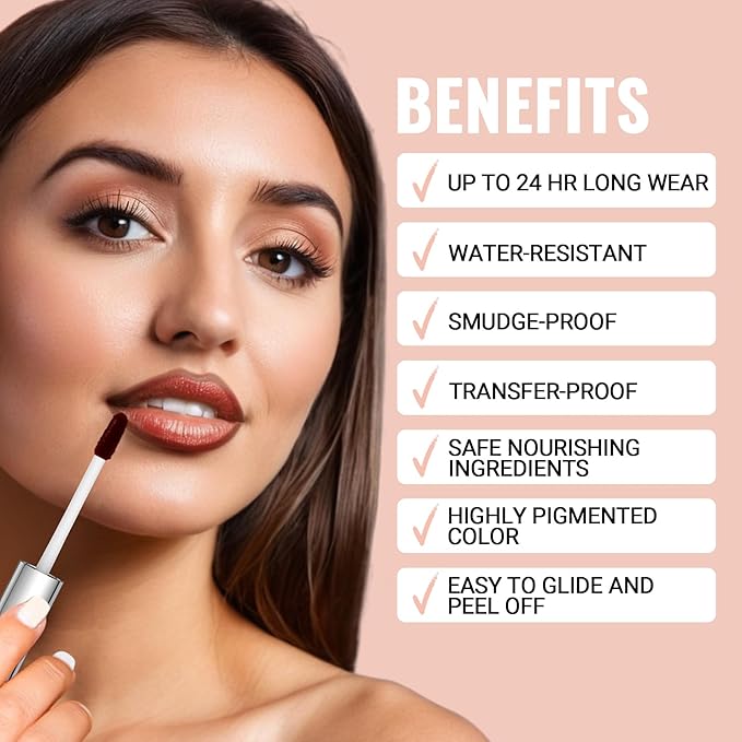 iMethod Natural Long Lasting Lip Stain Peel Off - Waterproof Stay On All Day, Transfer-Proof, Highly Pigmented, Instant Peel Off Lip Stain Color, Nude Pink-VivaGrace Women