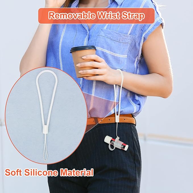 Desing Wish Silicone Lip Balm Holder with Cap Cover Portable Chapstick Holder Keychain Sleeve Lip Balm Key Chain with Key Ring and Wrist Strap Lanyard - Transparent-VivaGrace Women