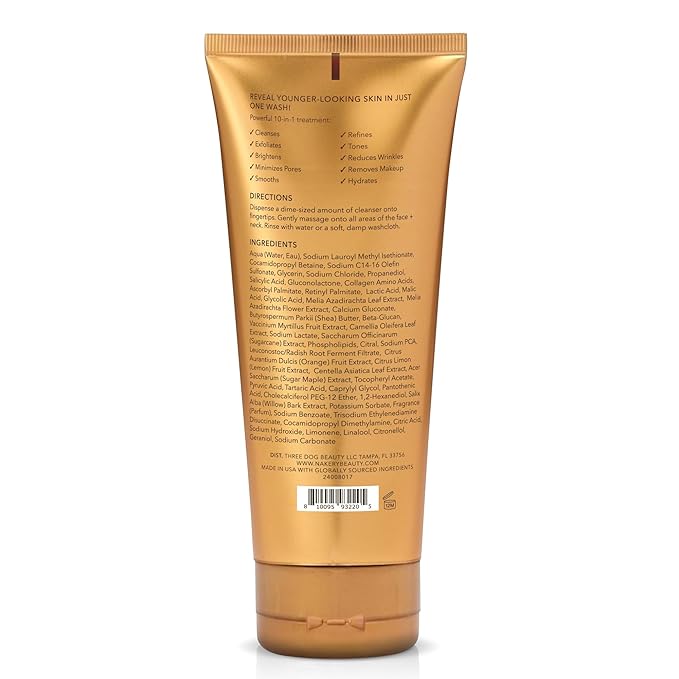 Nakery Face Cleanser for Women - Youth Revealer Facial Wash with Collagen - 10 in 1 Moisturizing Face Wash Exfoliating Cleanser for Dry & Textured Skin - Cleanser Face Wash For Smooth & Plump Skin