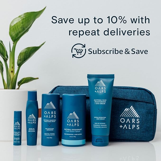 Oars + Alps Men's Skin Care Kit, Gift Set Includes Face Wash, Eye Roller, and Moisturizer, Vegan and Gluten Free, Travel Size & TSA Approved, 3 Items Total-VivaGrace Women