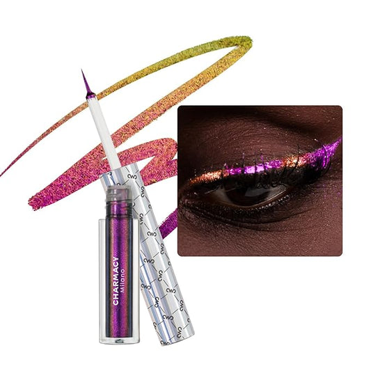 CHARMACY Multichrome Eyeliner Liquid Liner, Metallic Glitter Shimmer Eyeliner, Long Lasting High Pigmented with Waterproof & Smudge Proof Formula, Ultra-Fine Tip PURPLE GOLD GREEN 903-VivaGrace Women
