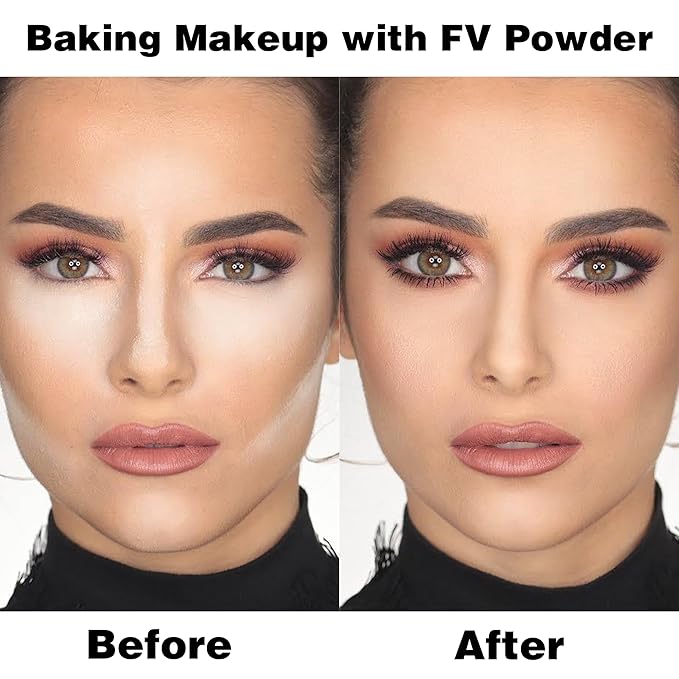 FV Baking Powder, Lightweight Loose Smooth Ivory Setting Powder Highlighter Poreless Longwearing Matte Waterproof Oil Absorb Makeup Powder for Setting with No Flashback 0.35oz(10g)-VivaGrace Women