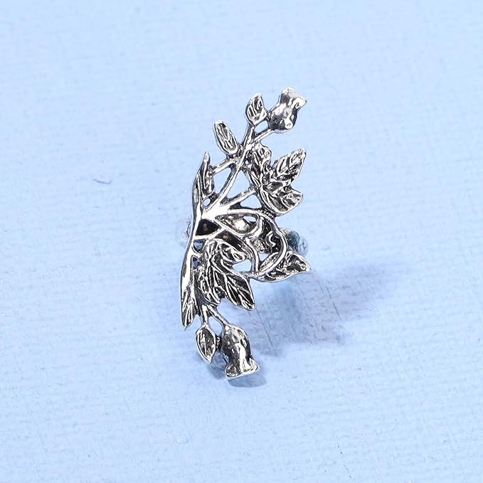 Boho Leaf Earcuff Earrings Silver Leaves Ear Cuffs Tiny No Piercing Earrings Helix Cartilage Cuff Earrings Simple Ear Crawler Earrings Jewelry for Women and Girls-VivaGrace Women