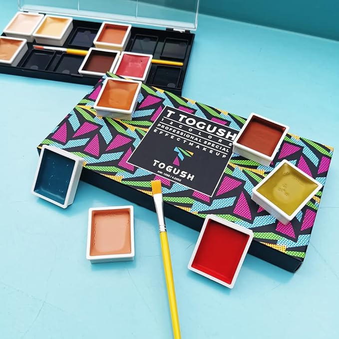 Alcohol Activated Makeup Palette for FX Makeup with Makeup Egg Mimic Wound Sponge Cleaning accessories 12 Colors-VivaGrace Women