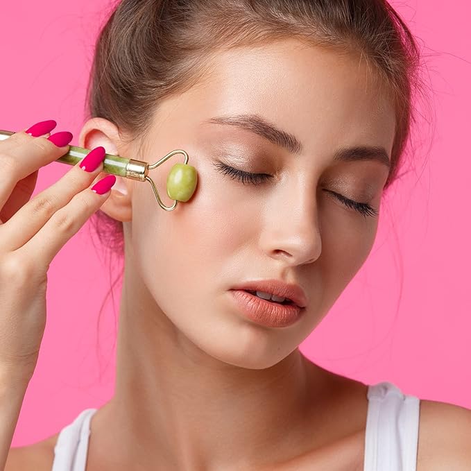 Bulex 100% Natural Jade Face Roller/Anti Aging Jade Stone Massager for Face & Eye Massage - Make Your Face Skin Smoother and Looks Younger-VivaGrace Women