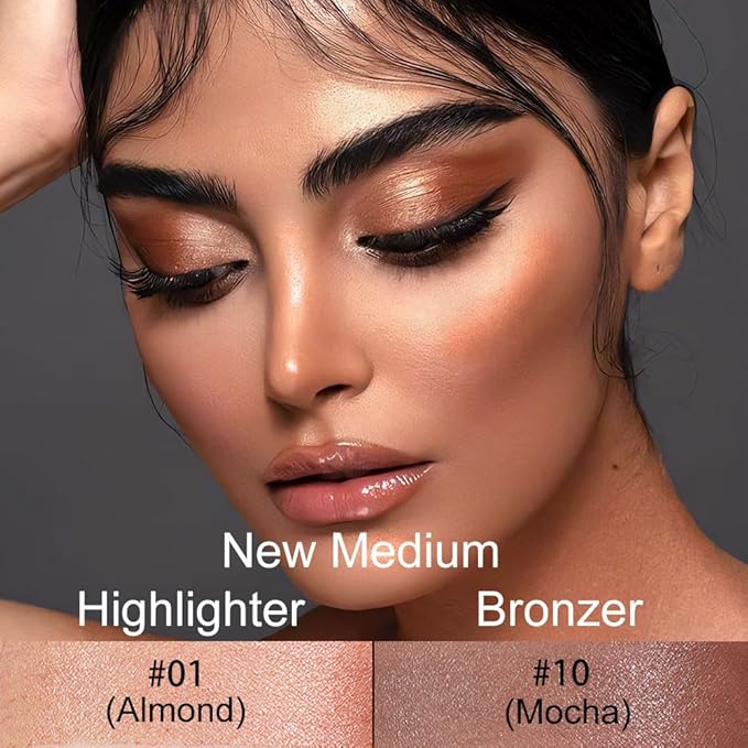 evpct 2Pcs Face Cream Contour Bronzer Sticks Makeup Highlighter Highlight Almond Mocha Creme Cheek Contour Sticks contorno en crema Bronzing Foundation Face Contour Stick Kit,1+10 New Medium-VivaGrace Women