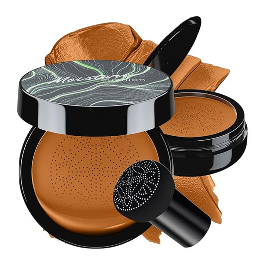 Mushroom Head Air Cushion CC Cream - BB Cream Face Makeup Foundation for Mature Skin Moisturizing Concealer Brighten Long-Lasting, Even Skin Tone for All Skin Types (Deep)-VivaGrace Women