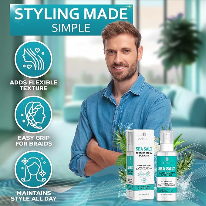 Sea Salt Spray - Dry Hair Texture for Women and Men - Products for Volume for Fine, Wavy and Curly Hair - Thickening, Texturizing and Light Volumizing Effect - Alcohol Free Formula - Travel Size-VivaGrace Women