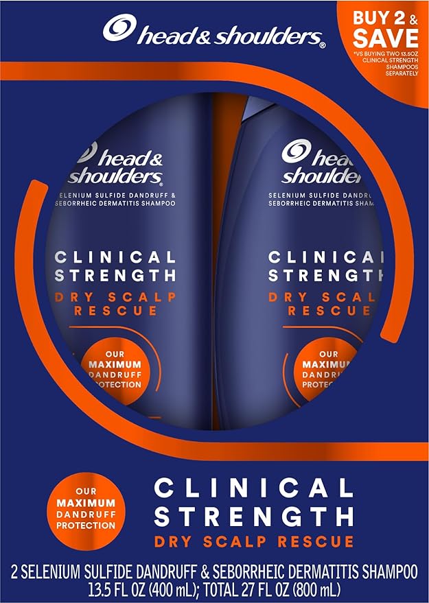 Head & Shoulders Clinical Dandruff Defense + Dry Scalp Rescue Shampoo 13.5 oz Twin Pack-VivaGrace Women