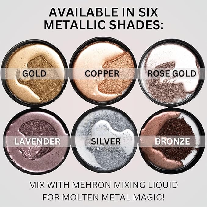 Mehron Makeup Metallic Powder (.17 oz) with Mixing Liquid (1 oz) (BRONZE)-VivaGrace Women