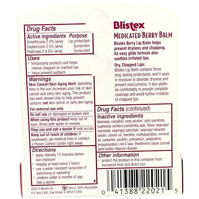 Blistex Medicated Berry Balm SPF 15 0.15 oz (Pack of 7)-VivaGrace Women