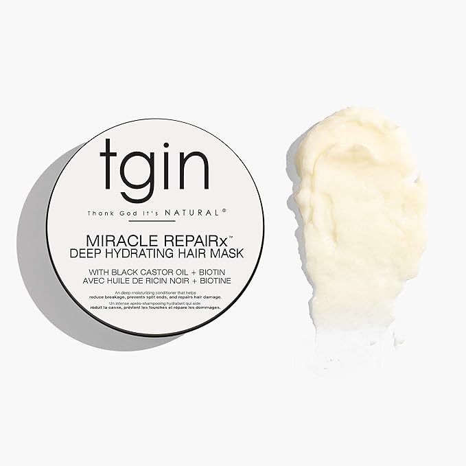 tgin Miracle RepaiRx Deep Hydrating Hair Mask for Curly, Coily and Wavy Hair, with Biotin and Black Castor Oil, Deep Moisture and Repair for Damaged, Color-Treated Hair, 12 oz-VivaGrace Women