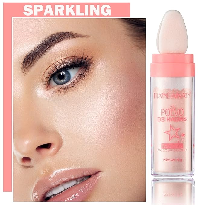 Polvo De Hadas Body Shimmer Glitter Highlighter Powder Makeup,High Gloss Sparkle for Face Body Hair,Create The Most Sparkly And Attractive Glitter Makeup - Nude Pink-VivaGrace Women
