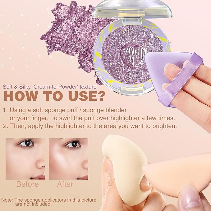 Glitter Sparkly Face Highlighter Makeup Palette Shimmer Radiant Glow Illuminator Iluminadores de Maquillaje 6g (01 Diamond Shine)-VivaGrace Women