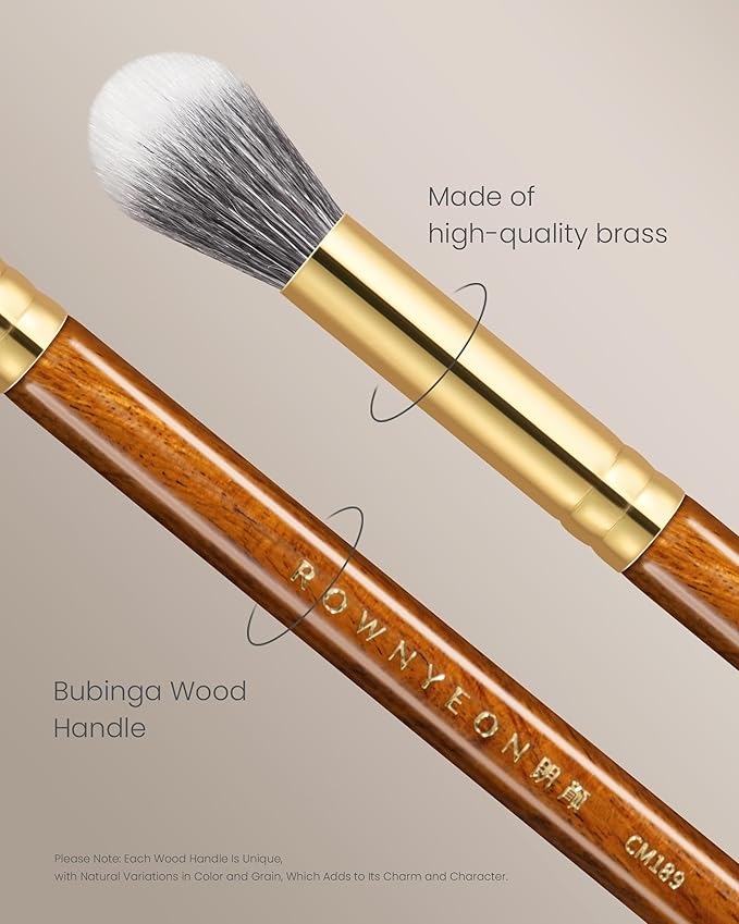 Desert Oak Series Dual Wool Highlighter Brush - Round Dome Goat Hair for Targeted Glow, Powder/Cream Highlight, Bubinga Handle (CM 189)-VivaGrace Women