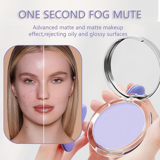 Chillab Lavender Matte Powder,Matte Oil Control Face Pressed Powder,Face Setting Powder with Mini Powder Puff for Silky Flawless Long-Lasting Lightweight Skin-friendly Face Cosmetics (Lavender)-VivaGrace Women
