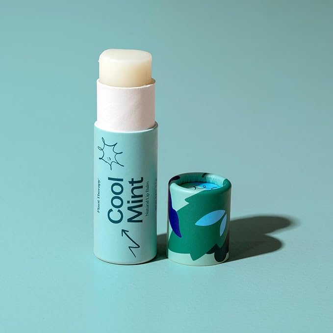 Plant Therapy Cool Mint Natural Lip Balm 0.3 oz (8.5 g) Simple, Natural Ingredients & Packaged in Eco-Friendly Recyclable Cardboard-VivaGrace Women