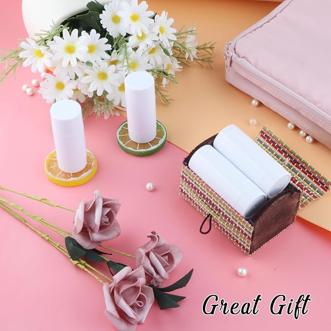 12 Pieces 15g White Plastic Deodorant Containers,Empty 1/2 oz Travel Lip Balm Tubes,Refillable Twist-UP Solid Perfume Tubes,Lipstick Tubes for DIY-VivaGrace Women