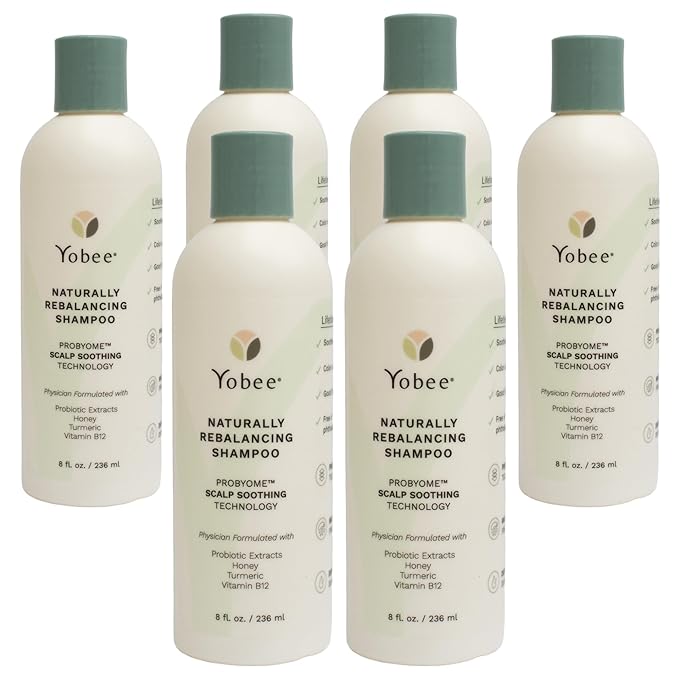 Yobee Naturally Rebalancing Shampoo | Dry, Flaky & Itchy Scalp Care with Para Probiotics, Organic Honey & Turmeric, Vitamin B12 & Oat Extracts | Dandruff & Psoriasis Relief (6 Bottles)-VivaGrace Women