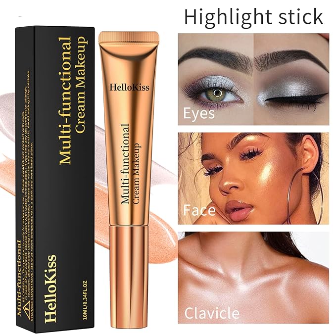 Liquid Contour Beauty Wand, Cream Highlighter Makeup Stick,Smooth Liquid Bronzer Stick with Cushion Applicator, Lightweight Blendable Body Face Shimmer Highlighter Contour Stick, Cruelty-free(02+05)-VivaGrace Women