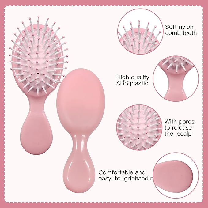 6 Pieces Mini Wet Hair Brush, Travel Detangling Brush, for Most Hair Types, with Ease Knots Without Tears or Breakage, Multicolor-VivaGrace Women