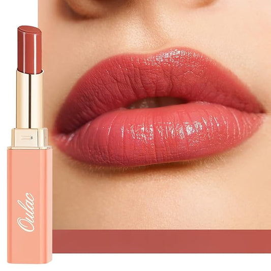 Oulac Moisturizing Shine Lipstick Red for Women - 2 in 1 Glossy Red Tinted Lip Balm, Hydrating Summer Lipstick for Dry Lips,Shine Juicy Finish Vegan 2.2g/0.07oz (16)-VivaGrace Women