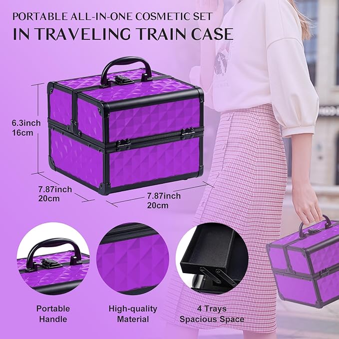 Color Nymph All in one Makeup Kit For Girls Teens, Makeup Set 4 Trays Spacious Space Train Case for Beginner with Eyeshadow Highlighter Lipgloss Blush Contour Concealer Brush Eyeliner Lipbalm-VivaGrace Women